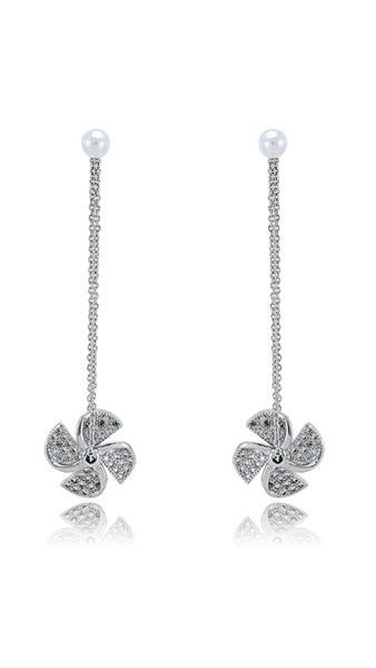 Picture of Odm Platinum Plated Cubic Zirconia Drop & Dangle