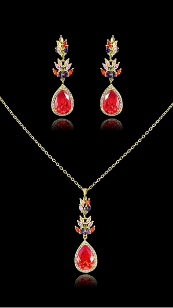 Picture of Charming Red Brass 2 Pieces Jewelry Sets