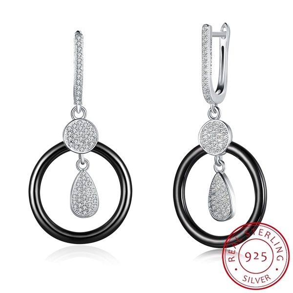 Picture of Attractive Black Platinum Plated Drop & Dangle