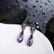 Picture of Beauteous Gunmetel Plated Purple Drop & Dangle