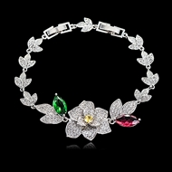 Picture of Flowers & Plants Platinum Plated Link & Chain Bracelet of Original Design