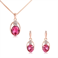 Picture of Irresistible Pink Classic Necklace and Earring Set As a Gift