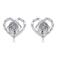 Picture of Irresistible White Platinum Plated Stud Earrings As a Gift