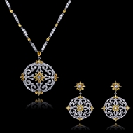 Picture of Luxury Platinum Plated Necklace and Earring Set with 3~7 Day Delivery