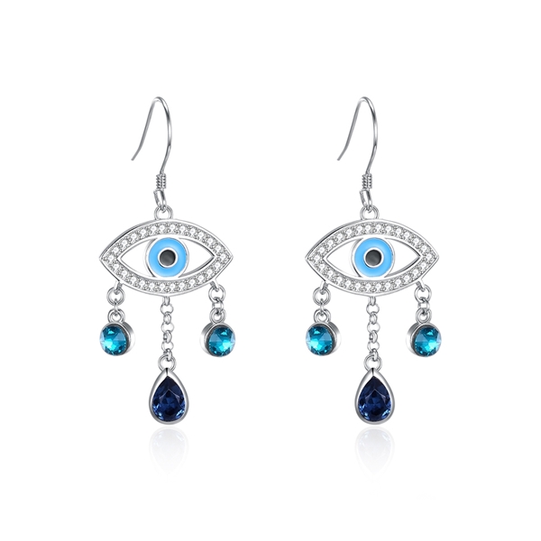 Picture of 925 Sterling Silver Blue Dangle Earrings in Flattering Style