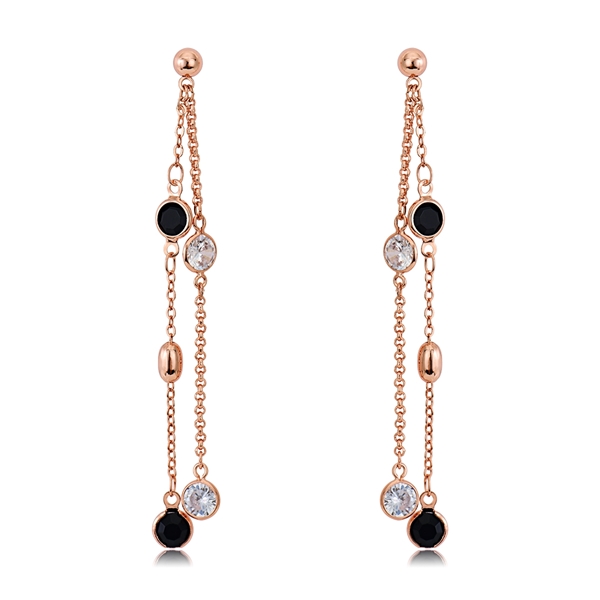 Picture of Unique Artificial Crystal Rose Gold Plated Dangle Earrings