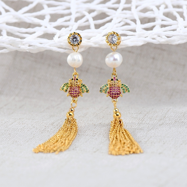 Picture of Filigree Medium Gold Plated Dangle Earrings