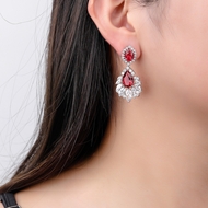 Picture of Unusual Big Platinum Plated Dangle Earrings