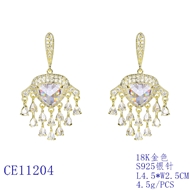 Picture of Bling Big Cubic Zirconia Dangle Earrings