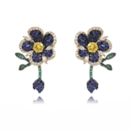 Picture of Unique Cubic Zirconia Flowers & Plants Dangle Earrings