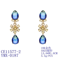 Picture of Attractive Blue Cubic Zirconia Dangle Earrings For Your Occasions