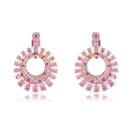 Picture of Trendy Gold Plated Pink Dangle Earrings with No-Risk Refund