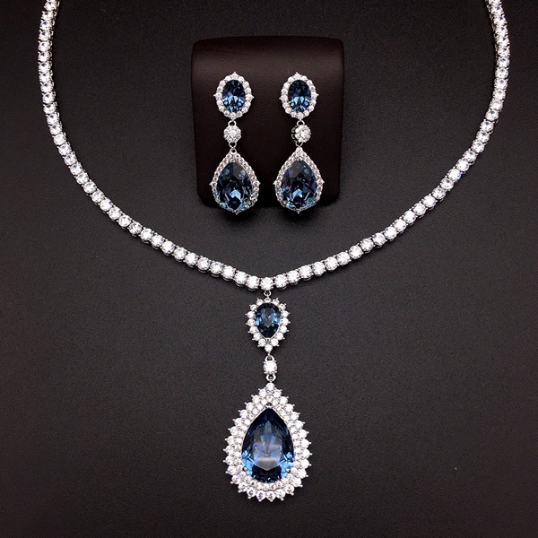 Picture of Designer Platinum Plated Zinc Alloy 2 Piece Jewelry Set with No-Risk Return