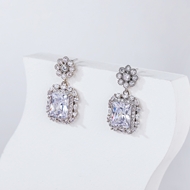 Picture of Great Value White Platinum Plated Dangle Earrings at Factory Price