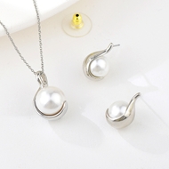 Picture of Popular Artificial Pearl Gold Plated 2 Piece Jewelry Set