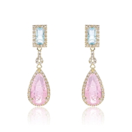 Picture of Great Value Pink Big Dangle Earrings with Full Guarantee