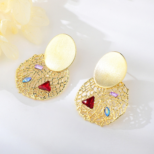 Picture of Stylish Big Gold Plated Dangle Earrings