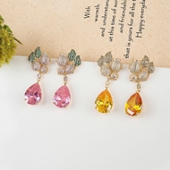 Picture of Fashion Cubic Zirconia Gold Plated Dangle Earrings