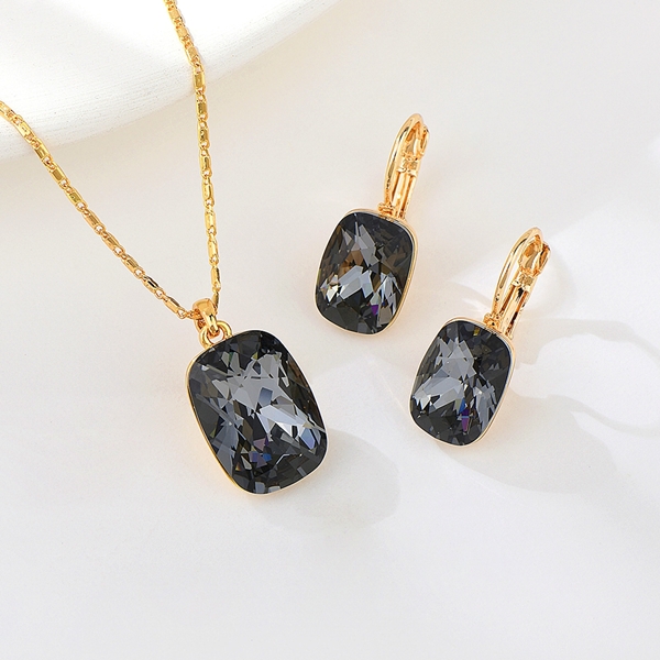 Picture of Fancy Swarovski Element Black 2 Piece Jewelry Set