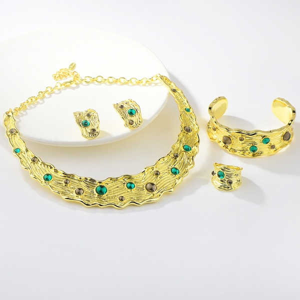 Picture of Cheap Zinc Alloy Green 4 Piece Jewelry Set