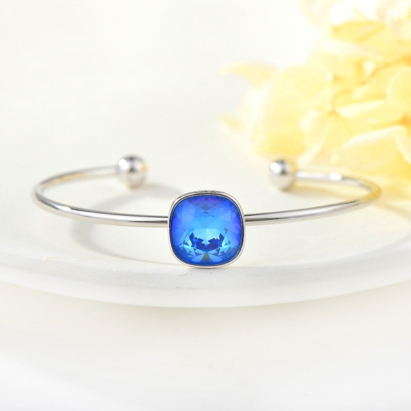 Picture of Unique Swarovski Element Blue Cuff Bangle