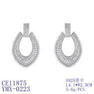 Picture of New Season White Cubic Zirconia Dangle Earrings with SGS/ISO Certification