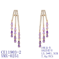 Picture of Irresistible Purple Gold Plated Dangle Earrings For Your Occasions