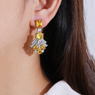 Picture of Buy Platinum Plated Big Dangle Earrings with Wow Elements