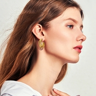 Picture of Delicate Gold Plated Small Hoop Earrings of Original Design