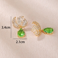 Picture of Charming Green Cubic Zirconia Dangle Earrings As a Gift