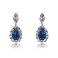 Picture of Nickel Free Platinum Plated Blue Dangle Earrings with Easy Return