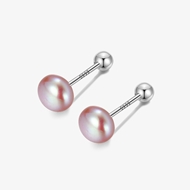 Picture of S999 pure silver natural freshwater pearl 6mm earrings