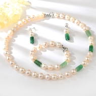 Picture of Beautiful Nature Pearl Platinum Plated 3 Piece Jewelry Set