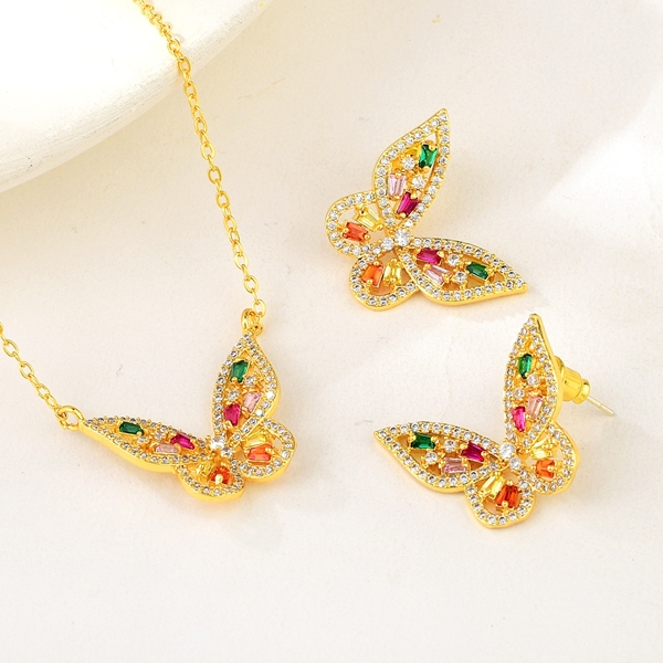 Picture of Copper or Brass Butterfly 2 Piece Jewelry Set From Reliable Factory