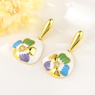 Picture of Designer Gold Plated White Dangle Earrings with No-Risk Return